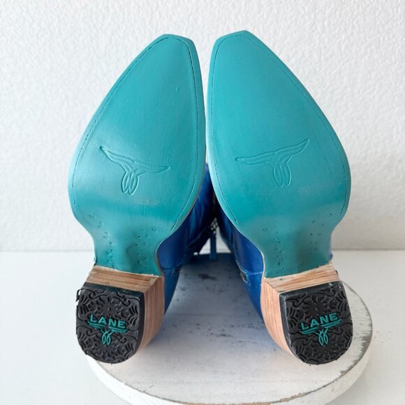 Lane SMOKESHOW Womens Cowboy Boots 10 Blue Western Cowgirl Mid Calf Pointed Toe - Picture 11 of 14